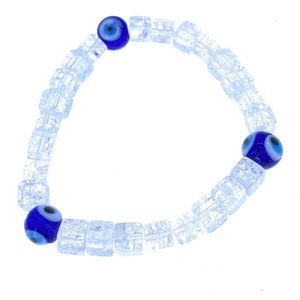 Natural crystal evil eye beaded bracelet